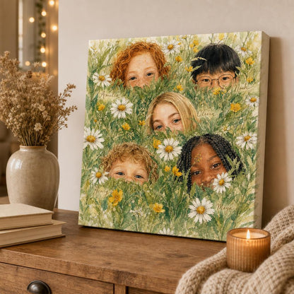 Hide & Bloom — daisies design, displayed in a cozy home