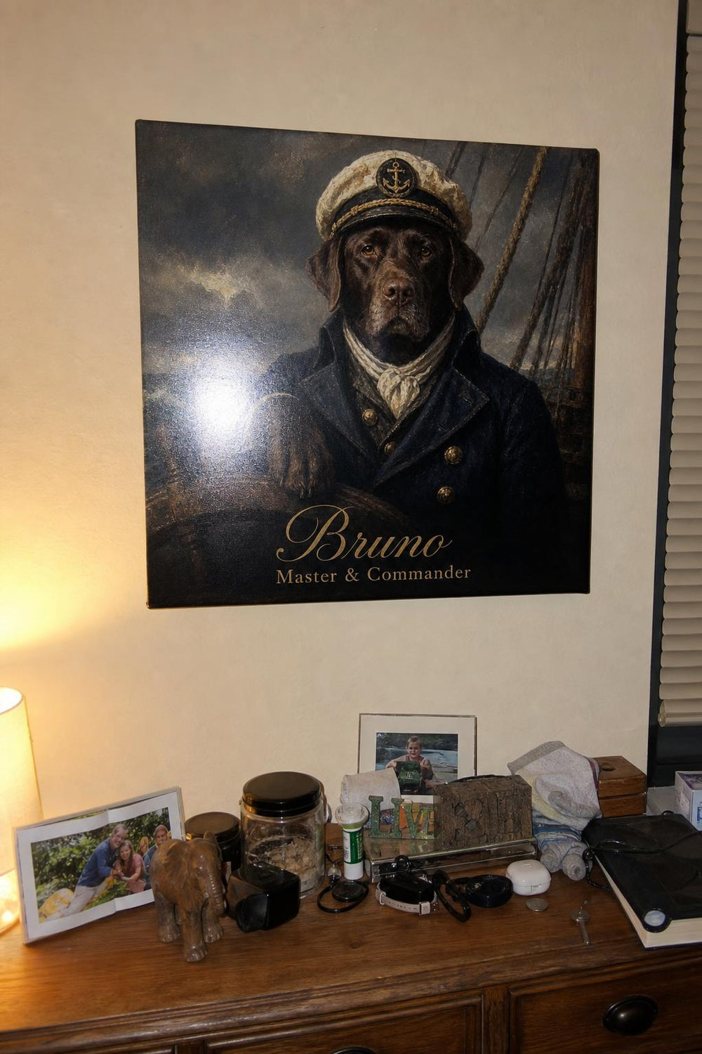Top Dog personalized pet canvas in a customer's home