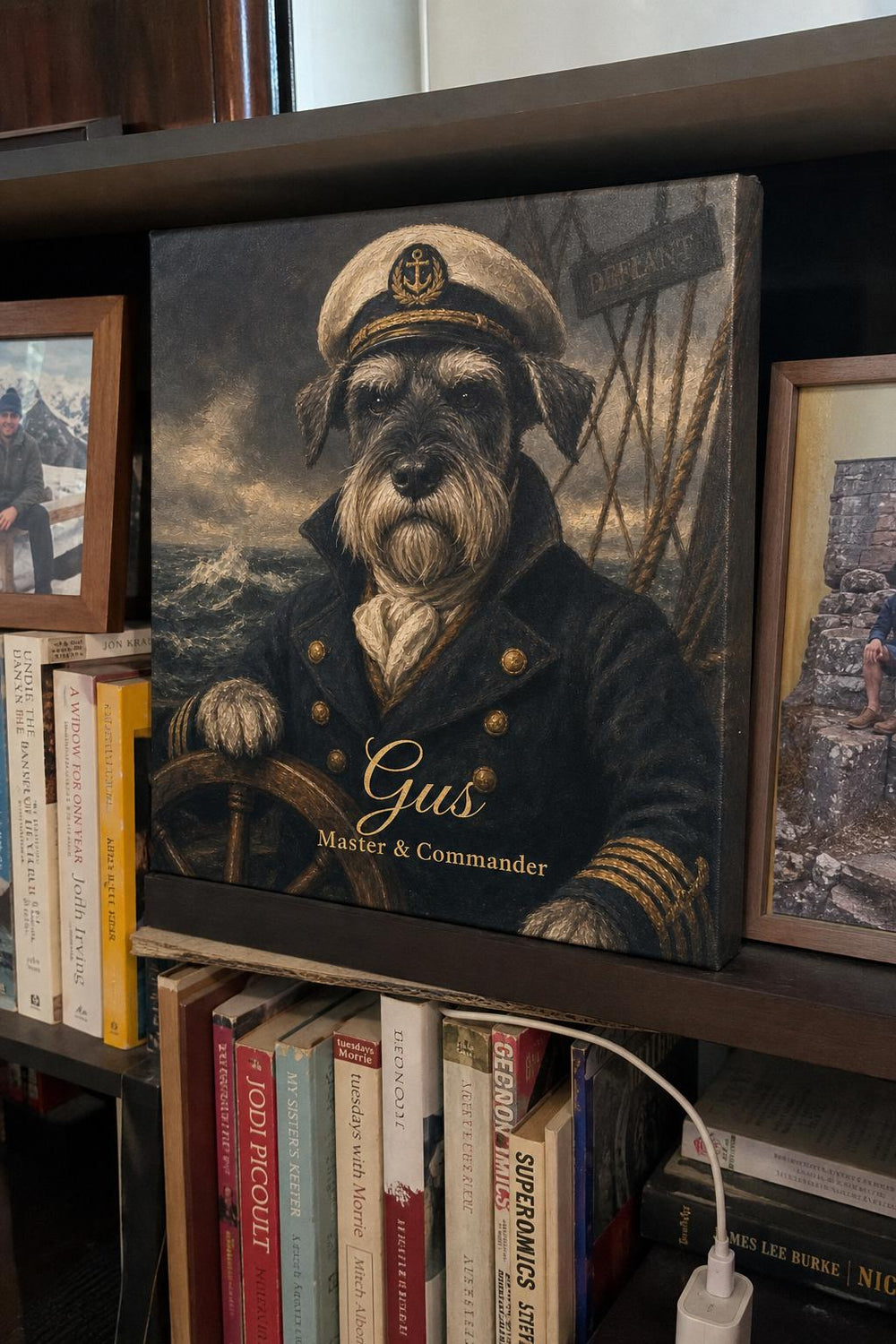 Top Dog personalized pet canvas in a customer's home