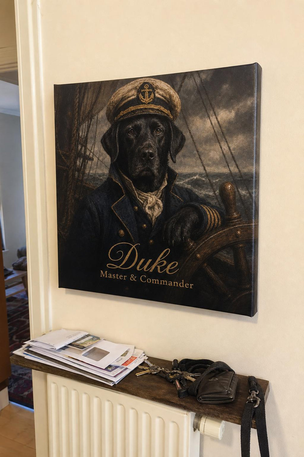 Top Dog personalized pet canvas in a customer's home
