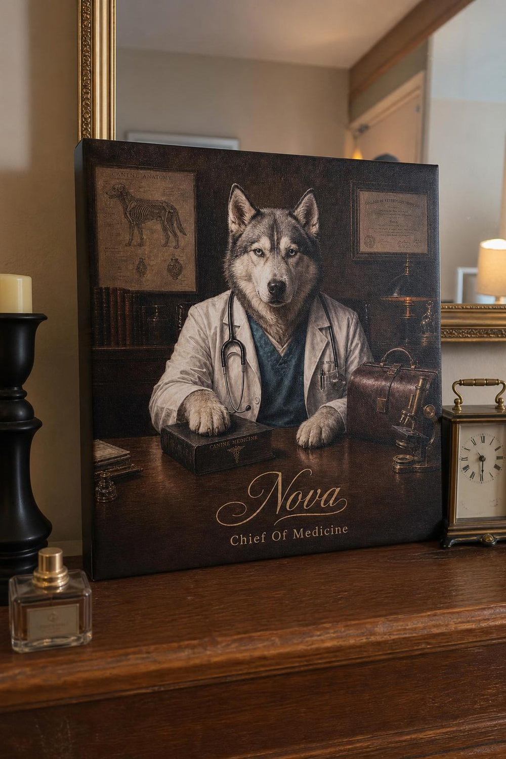 Top Dog personalized pet canvas in a customer's home