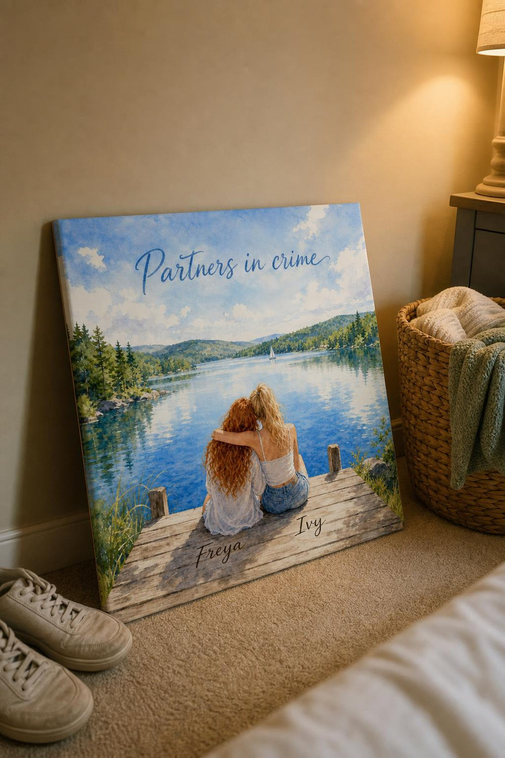 A Two Peas personalized canvas in a customer's home