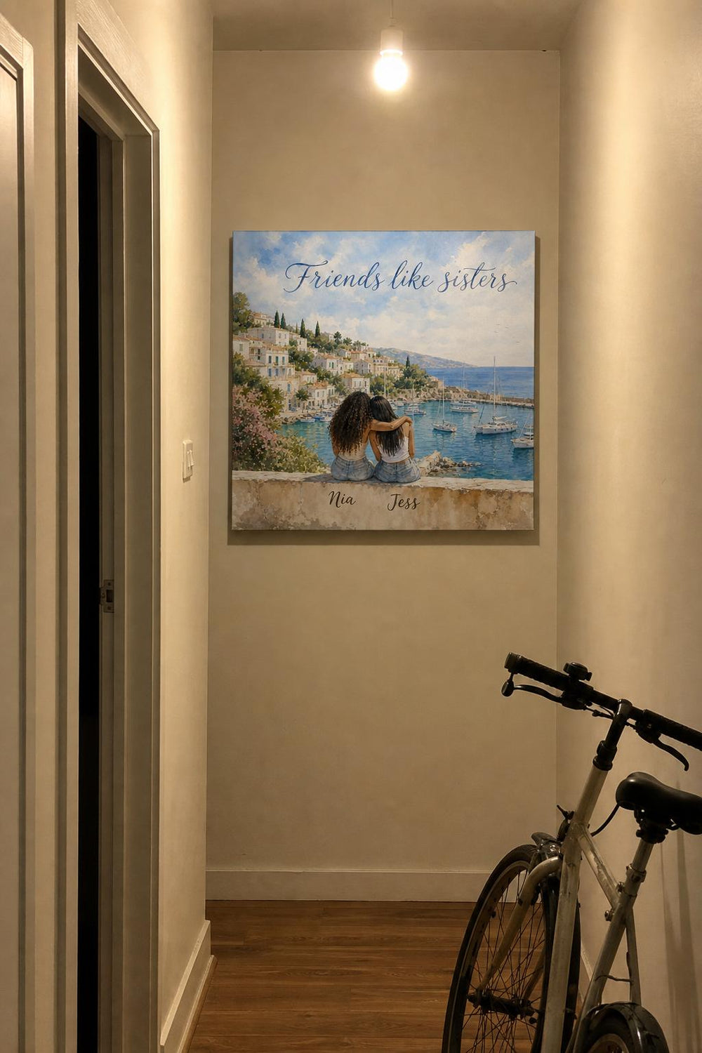 A Two Peas personalized canvas in a customer's home