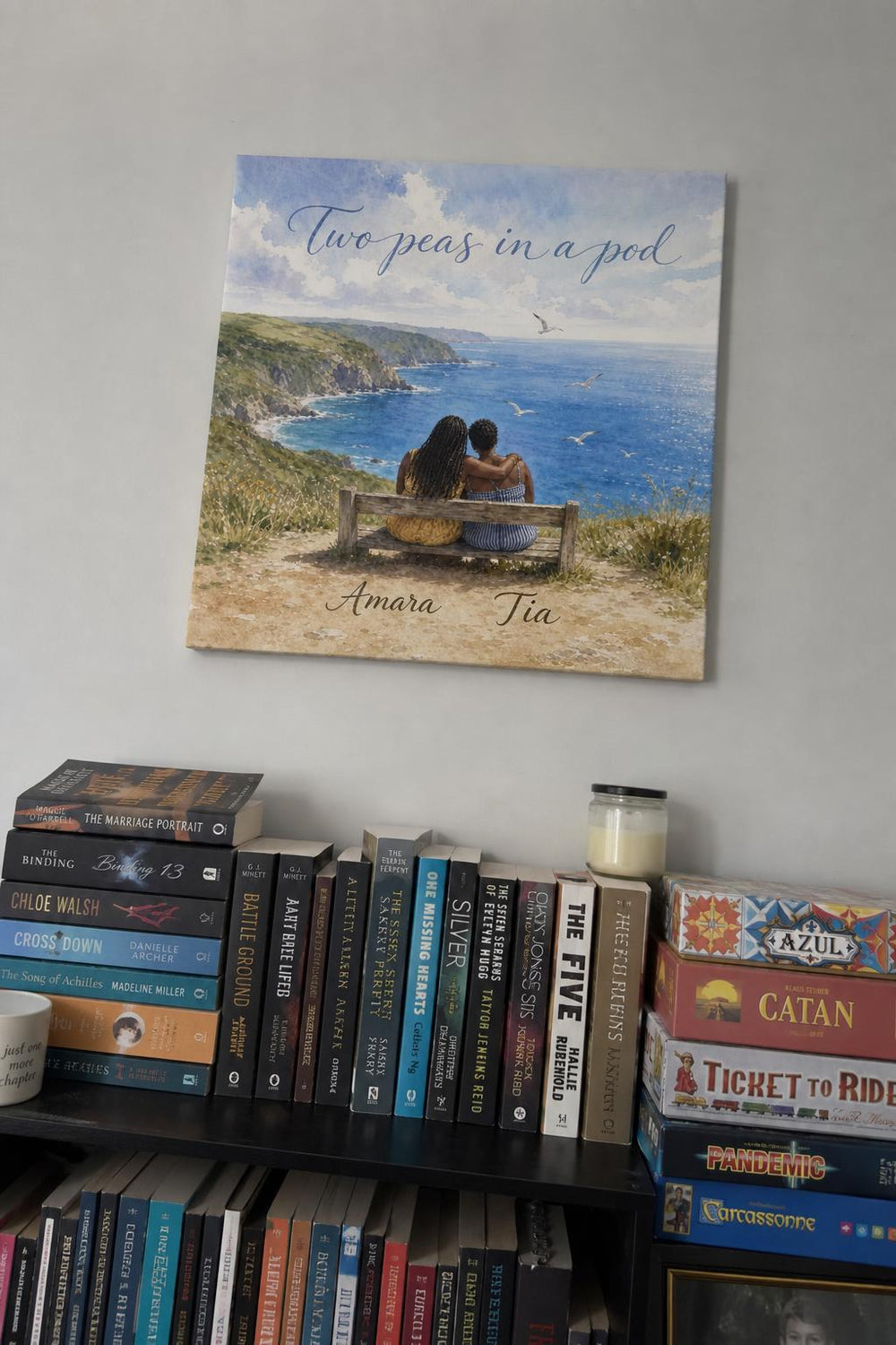 A Two Peas personalized canvas in a customer's home