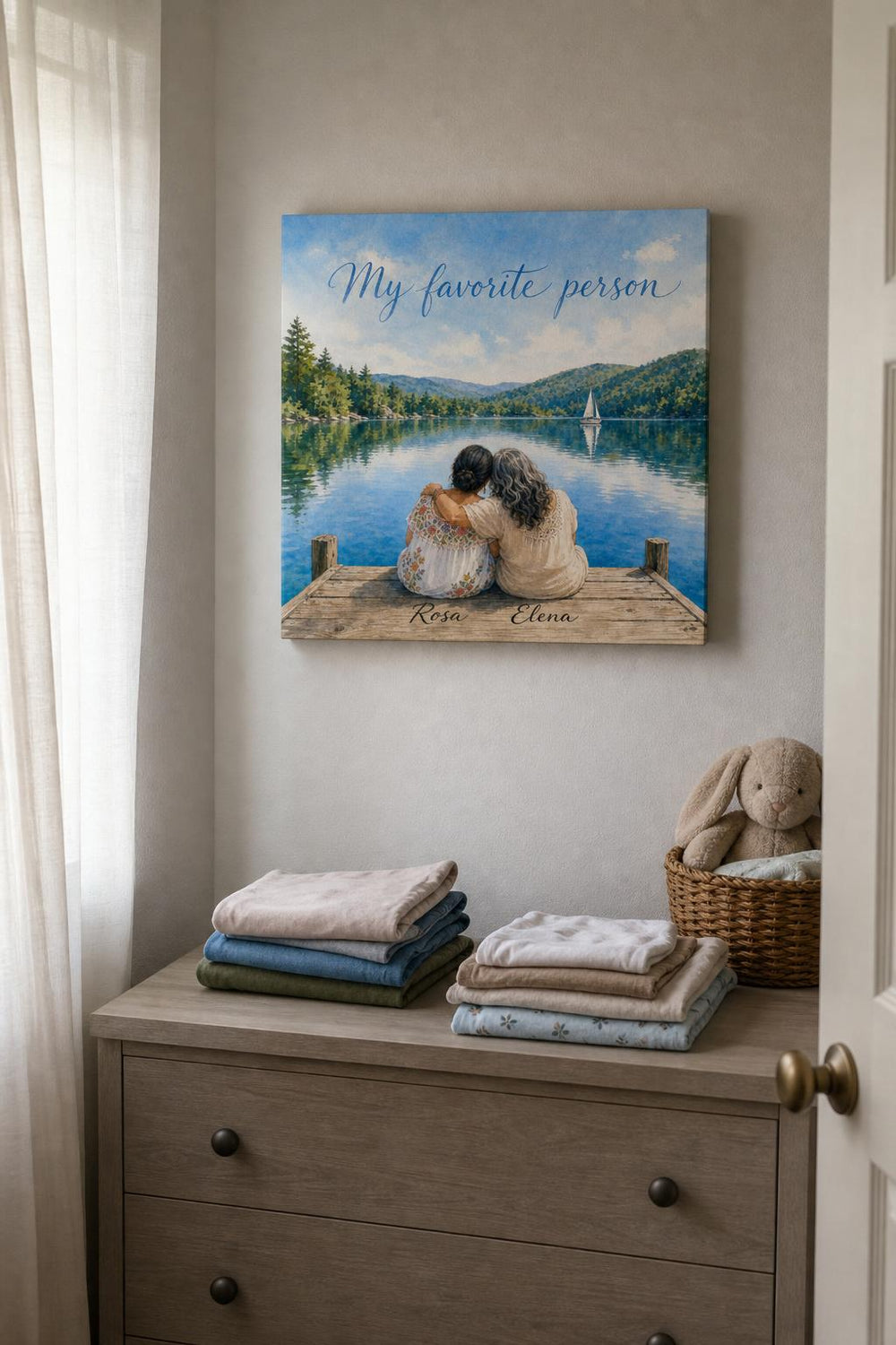 A Two Peas personalized canvas in a customer's home