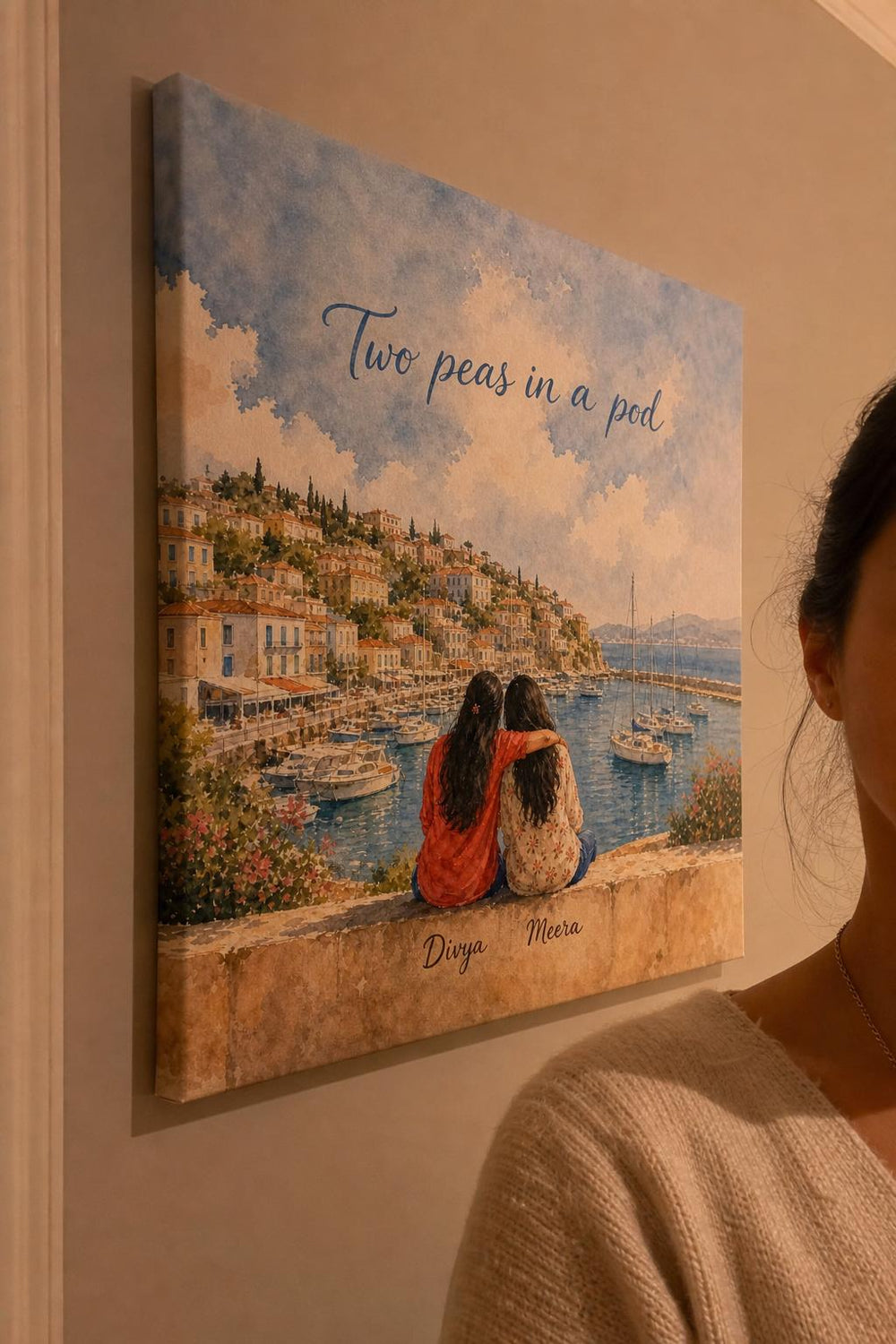 A Two Peas personalized canvas in a customer's home