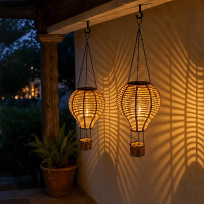 RattanDrift™ Solar Rattan Hot Air Balloon Lantern variant image 1