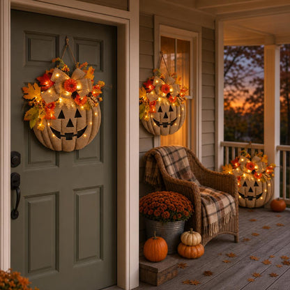 GlowJack™ Lighted Pumpkin Wreath variant image 2