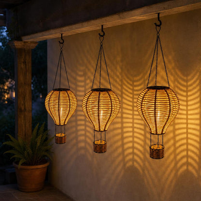 RattanDrift™ Solar Rattan Hot Air Balloon Lantern variant image 2